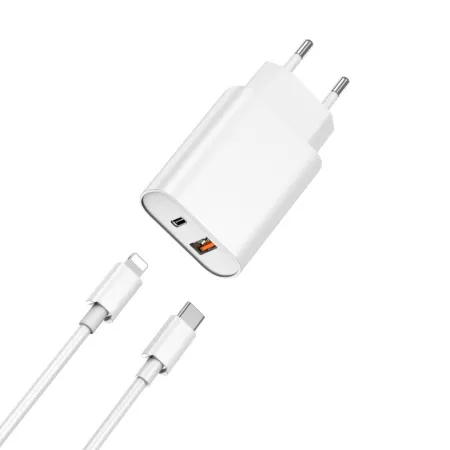 Блок WIWU USB-C 20Вт + Кабель USB-C - Lightning White