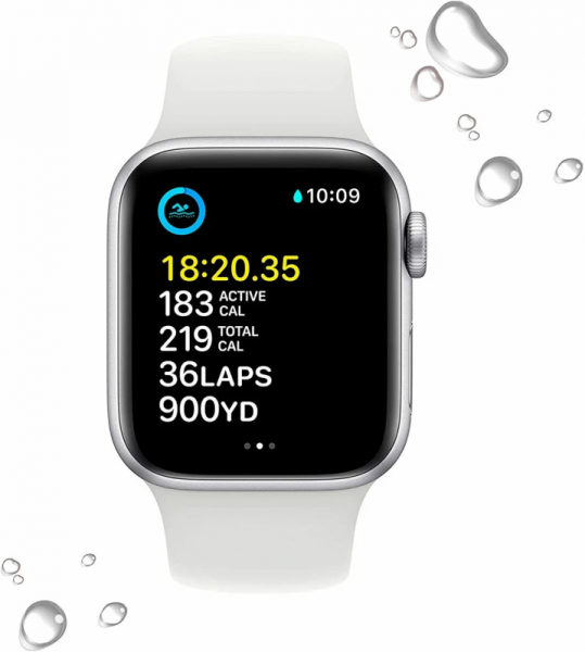 Apple Watch Series SE 2 40mm Silver Aluminum Case with White Sand Sport Band