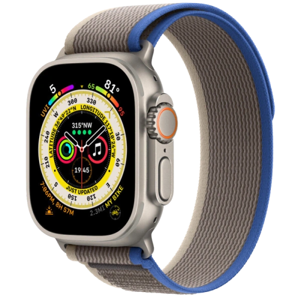 Apple Watch Series Ultra 49mm Titanium Case with Blue Trail Loop S/M