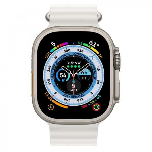 Apple Watch Series Ultra 49mm Titanium Case with White Ocean Band One Size