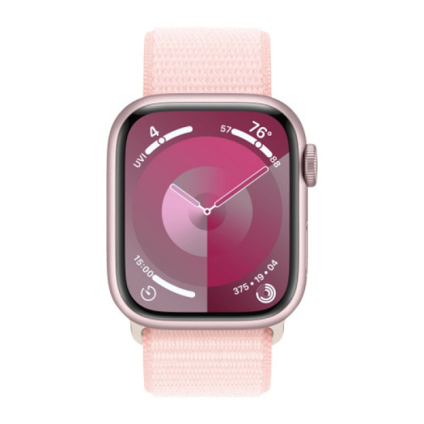 Apple Watch Series 9 41mm Pink Aluminum Case Light Pink Sport Loop