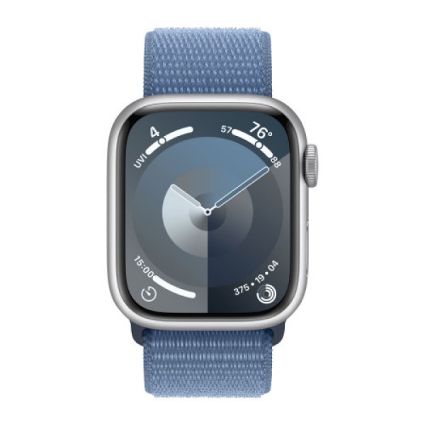 Apple Watch Series 9 41mm Silver Aluminum Case Winter Blue Sport Loop