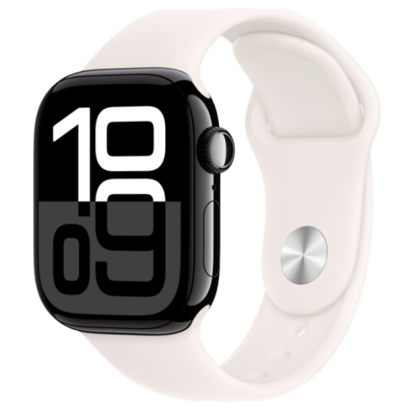 Apple Watch Series 10 42mm Aluminum Jet Black Case Light Blush Sport Band