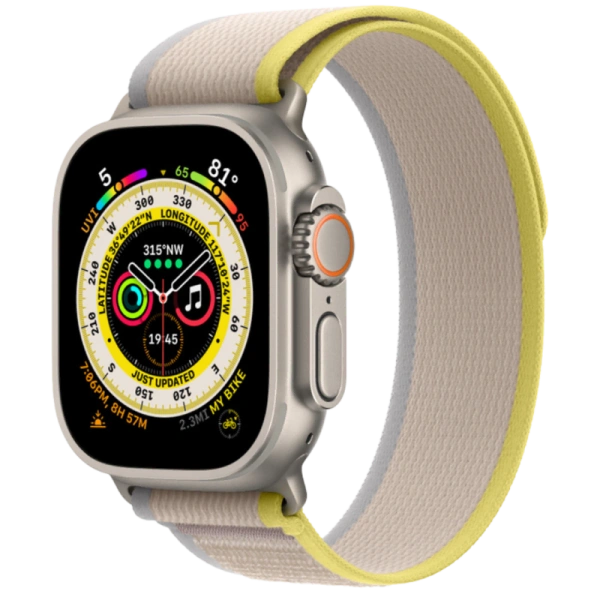 Apple Watch Series Ultra 49mm Titanium Case with Yellow Trail Loop S/M
